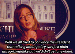 C.J. Cregg press briefing