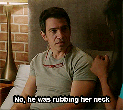 Danny rubbing her neck