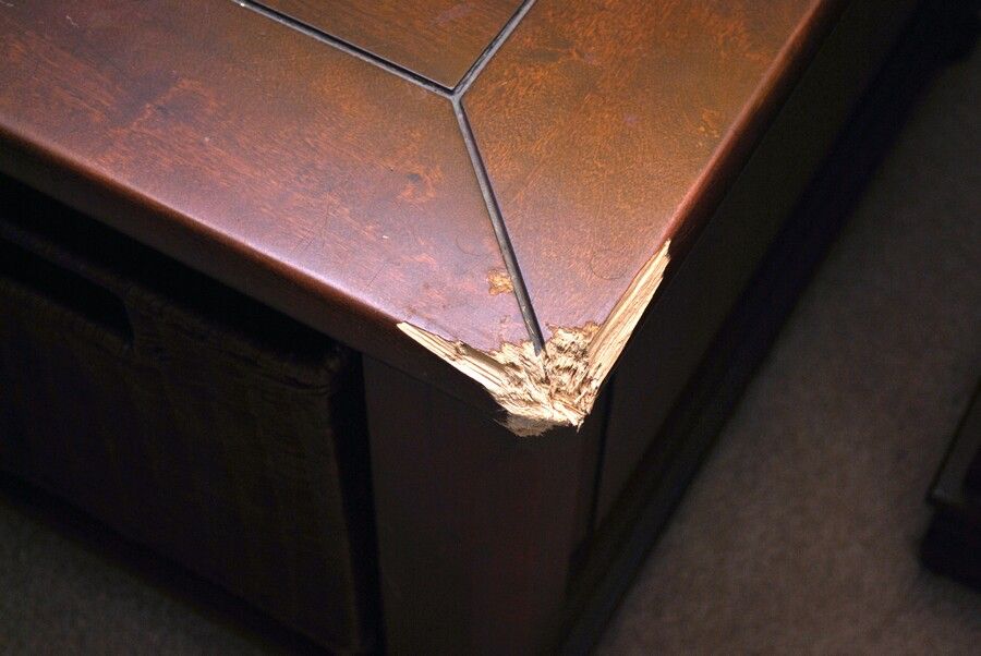 Dog chewed table Dog chewed table
