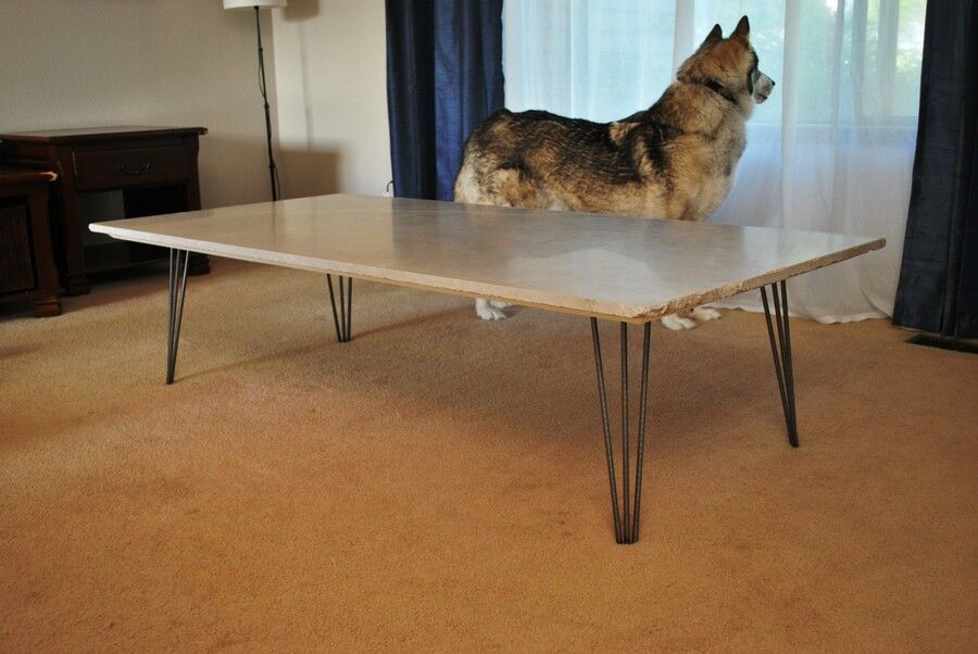 Marble Remnant coffee table with hairpin legs Marble Remnant coffee table with hairpin legs