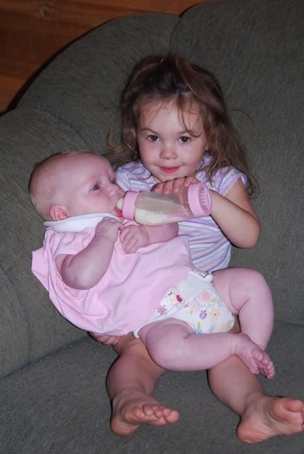 Hannah feeding Jessi