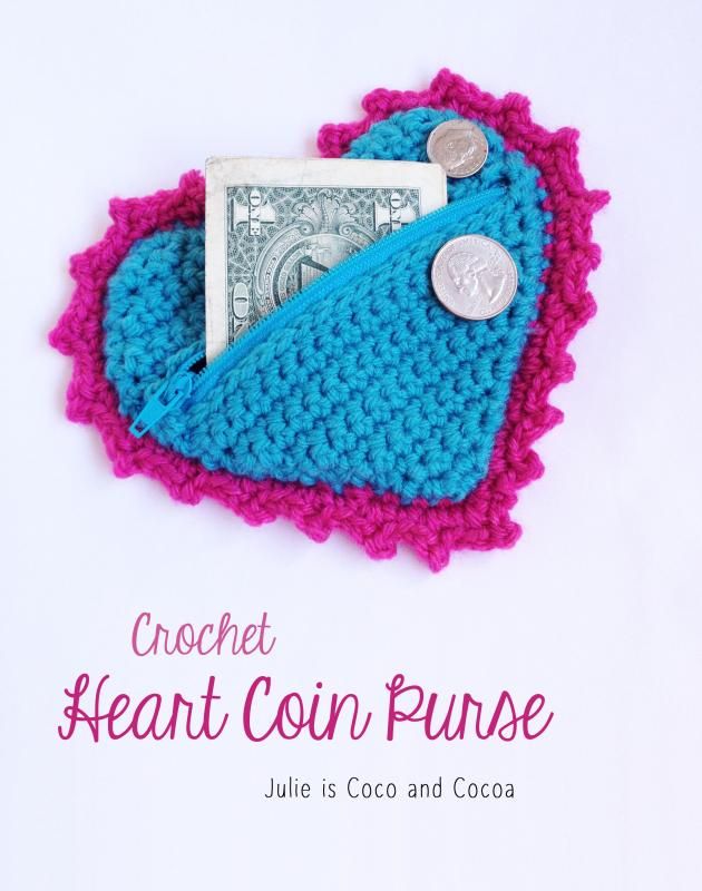 Crochet Heart Coin Purse